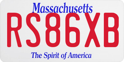 MA license plate RS86XB