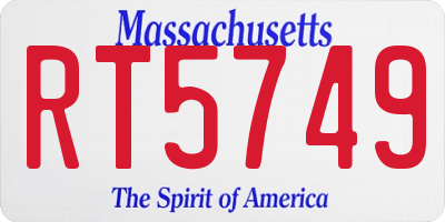 MA license plate RT5749