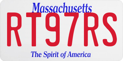 MA license plate RT97RS