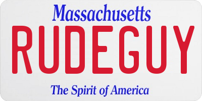 MA license plate RUDEGUY