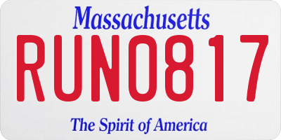 MA license plate RUN0817