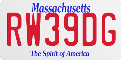 MA license plate RW39DG