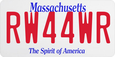 MA license plate RW44WR