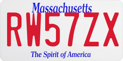 MA license plate RW57ZX