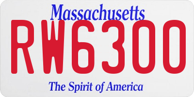 MA license plate RW6300