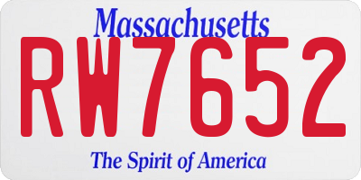 MA license plate RW7652