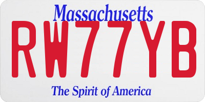 MA license plate RW77YB