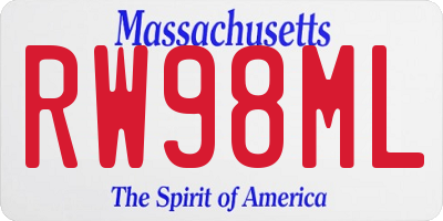 MA license plate RW98ML