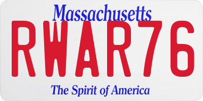 MA license plate RWAR76