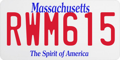 MA license plate RWM615