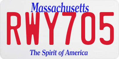 MA license plate RWY705