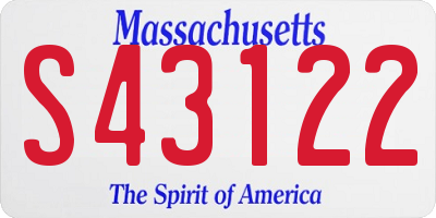 MA license plate S43122