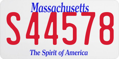 MA license plate S44578