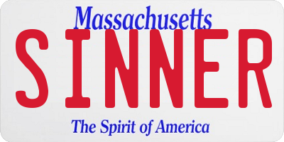 MA license plate SINNER