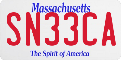 MA license plate SN33CA