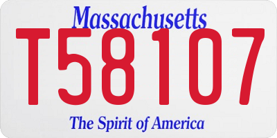 MA license plate T58107