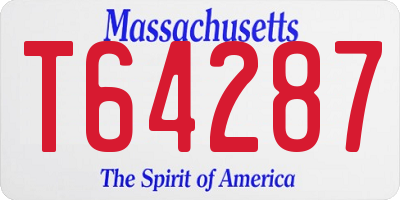 MA license plate T64287