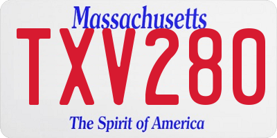 MA license plate TXV280