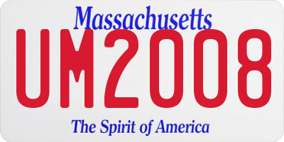 MA license plate UM2008