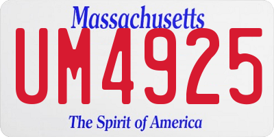 MA license plate UM4925