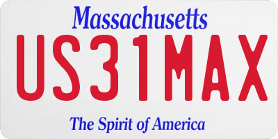 MA license plate US31MAX