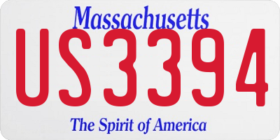 MA license plate US3394