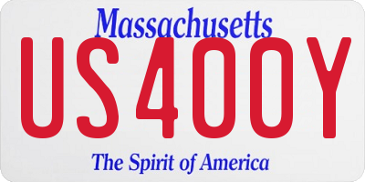 MA license plate US400Y