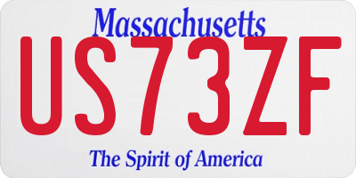 MA license plate US73ZF