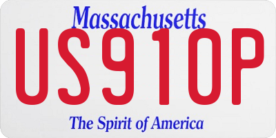 MA license plate US910P