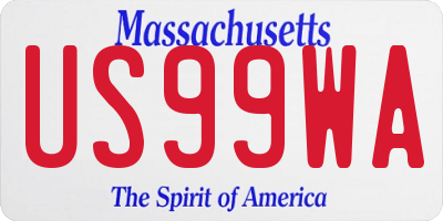 MA license plate US99WA