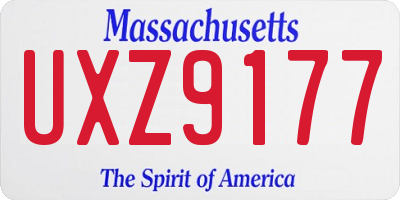 MA license plate UXZ9177