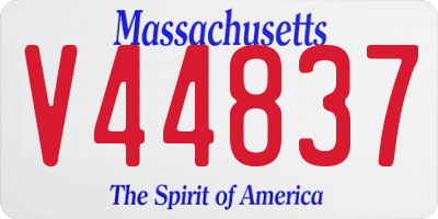 MA license plate V44837