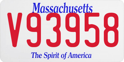 MA license plate V93958