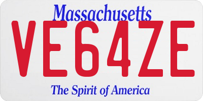 MA license plate VE64ZE