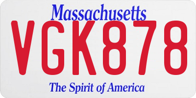 MA license plate VGK878