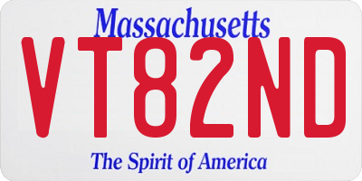 MA license plate VT82ND