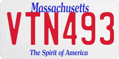 MA license plate VTN493