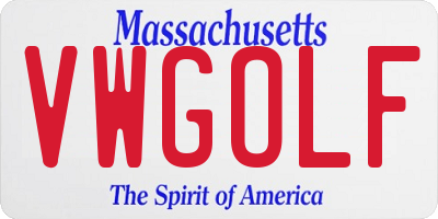 MA license plate VWGOLF