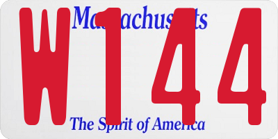 MA license plate W144