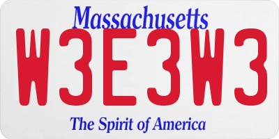 MA license plate W3E3W3