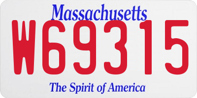 MA license plate W69315