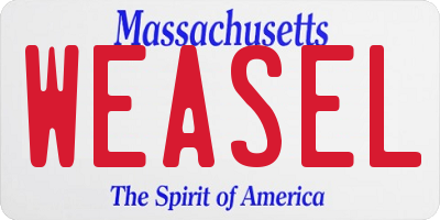 MA license plate WEASEL