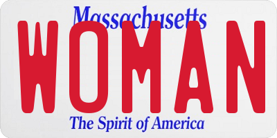 MA license plate WOMAN