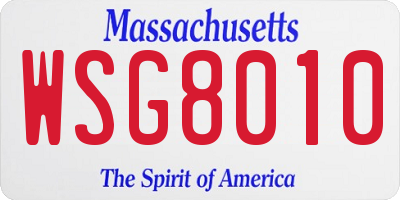 MA license plate WSG8010