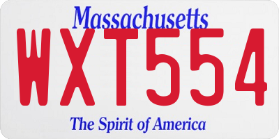 MA license plate WXT554