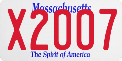 MA license plate X2007