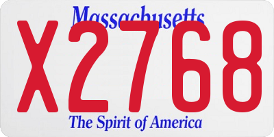 MA license plate X2768