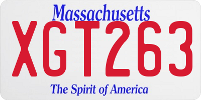 MA license plate XGT263