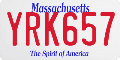 MA license plate YRK657