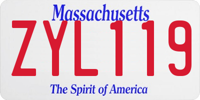 MA license plate ZYL119